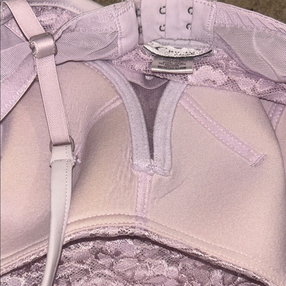 Lilac Purple Light Pink Lace Floral Cami Tank Sheer Top built in bra lingerie - Picture 8 of 8